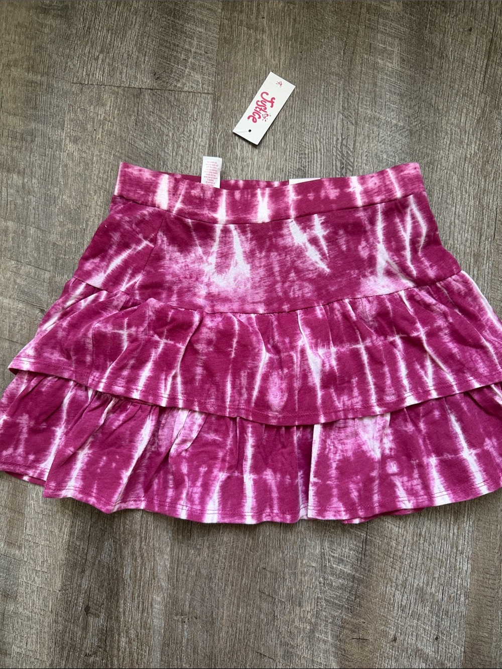 Justice Girls' Magenta Tie-Dye Long Sleeve Top & Ruffle Skort Set - Picture 6 of 8